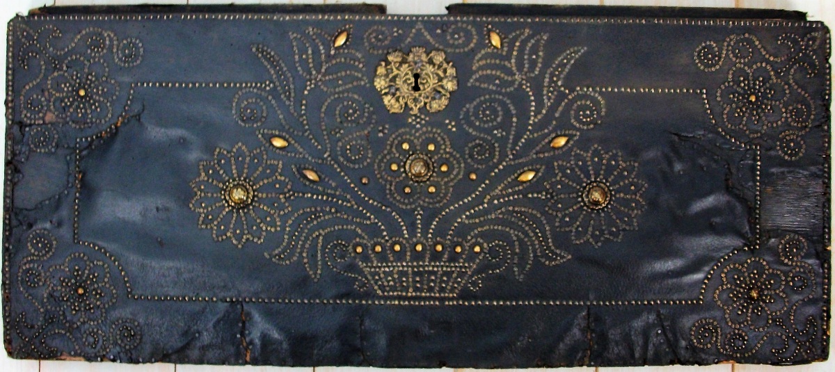 Leather Clad Coffer Lid with Nailhead details